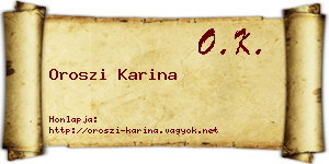Oroszi Karina névjegykártya